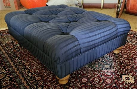 Tuffeted Blue Ottoman - 30x42x15