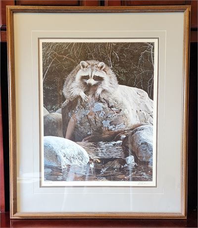 "Low Water Raccoon" SIGNED & NUMBERED by R.S. Parker 1986 Print 893/950