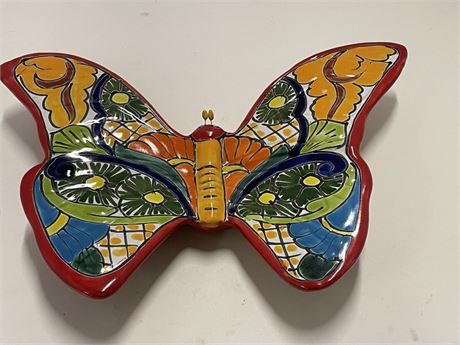 Artist Signed Awesome Mexico Terracotta Patio Wall Butterfly...14"wide