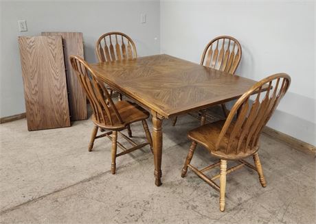 Dining Room Table Set with Chairs & Leaves