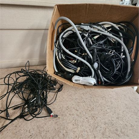 Box Full of Assorted Electrial Cords