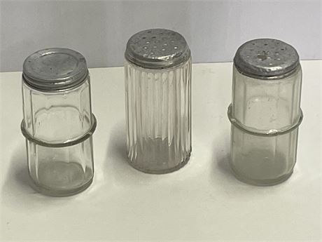 Antique Hoosier Lidded Jar & Shaker Pair