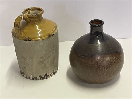Vintage Earthenware Bottle Pair