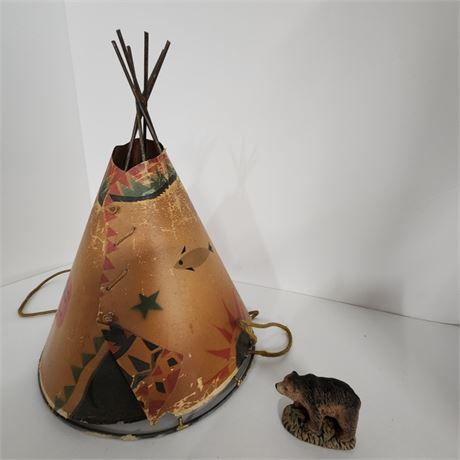 Vintage Tepee Lamp - Needs Cord Work - See Photos - 12x9