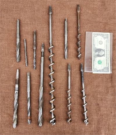 Assorted Auger and Straight Drill Bits