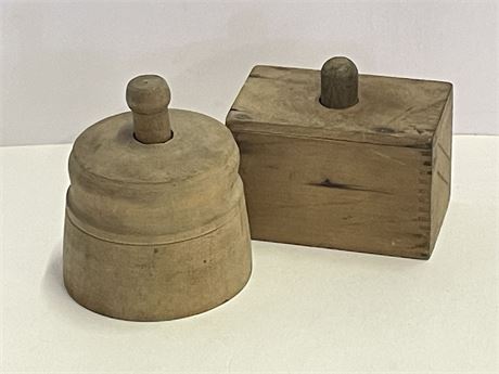 Antique Butter Mold & Press Pair