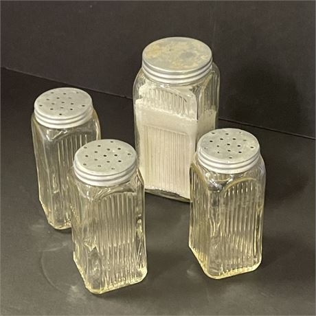 Antique Hoosier Shakers & Lidded Spice Jar