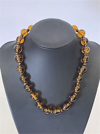 Antique Amber Big Bead Necklace