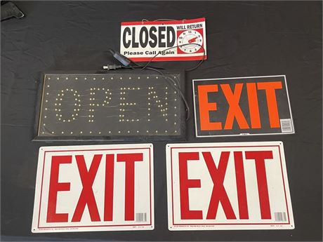 Assorted Open/Closed/Exit Signs