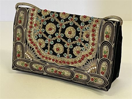 Cool Antique Beaded & Embroidered Purse
