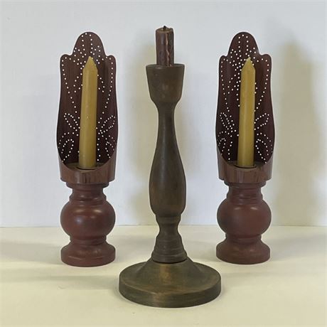 3 Candle Holders with Candles