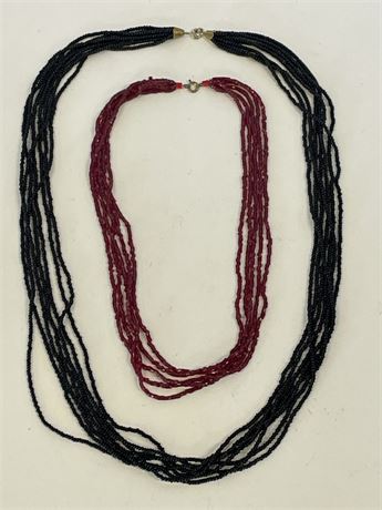 Antique Beaded Multi-Strand Necklace Pair