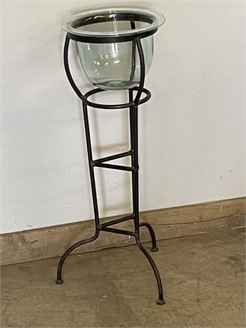 Wrought Iron Stand with Glass Bowl...32" Tall/12"dia