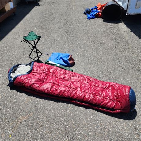 SlumberJack Hollowfill Sleeping Bag with Stuff Sack & 3-Legged Stool