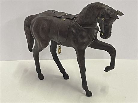 Cool Leather Covered Horse Statue...12" Tall