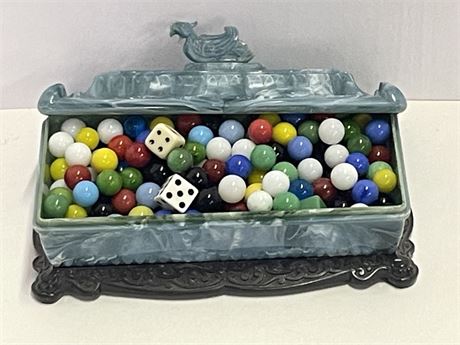 Vintage Marbles In Lidded Container