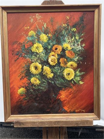 Vintage Framed & Signed G. De Marco Floral Painting...22x26