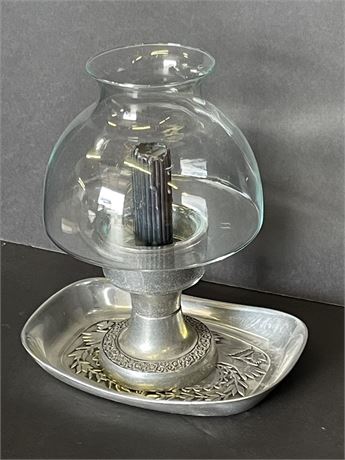 Collectible Wilton Armetale Candle Holder with Glass Globe