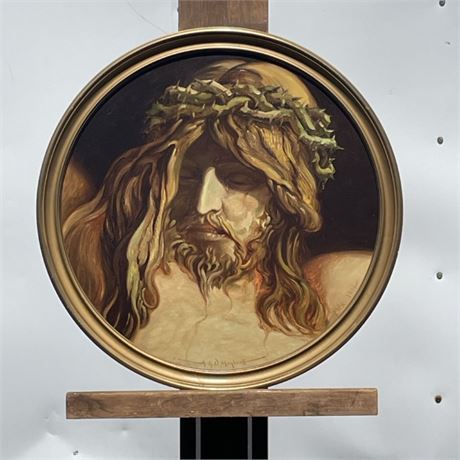Signed & Framed Original Jesus Painting...22"dia