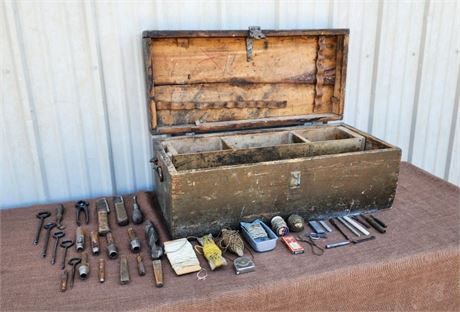 Vintage Tool Chest with Tools...30x14x12