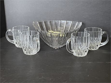 Unique Glass Bowl with Mugs