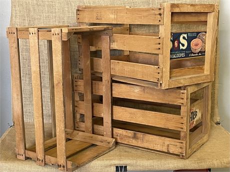 Vintage Fruit Crate Trio 25x13x13