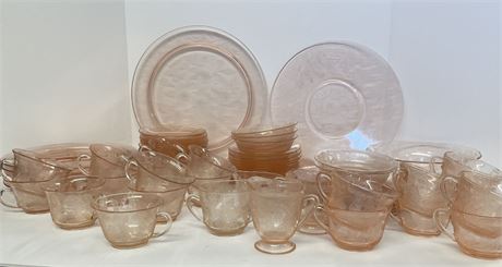 1928-32 Antique Dogwood Depression Glass - 71pcs