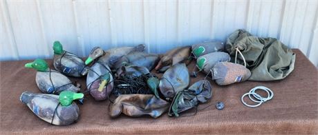 Vintage Duck Decoys & Bag