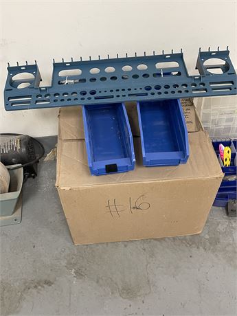 Case of parts organizers, and tool rack