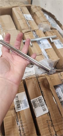 8 Boxes of (10) 4" Brushed Chrome Cabinet Pulls & 2 Partial Boxes of 25