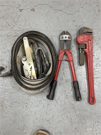 Bolt cutters, HD strap, Pipe Wrench