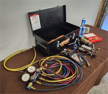 Air Conditioning Service Kit w/ MAC Air Vac/Snap-On Adaptor Set/Refrigerant/