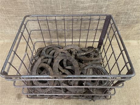 Vintage Crate Full of Horseshoes...45pc