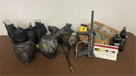 Assorted Paintball Components with Gun/Balls/CO2/Extras