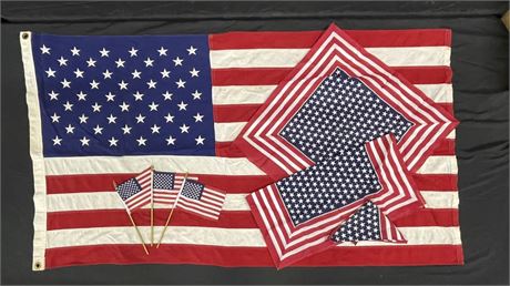 Assorted U.S. Flags & Patriotic Handkerchiefs