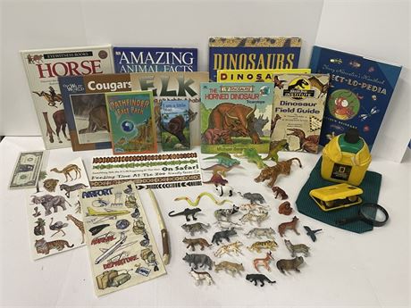 Assorted Kids Animal Books/Figurines/Exploring Items