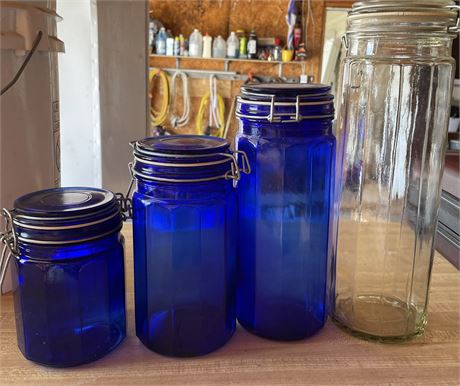 4 GLASS STORAGE JARS