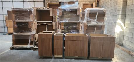 13 Pallets of Assorted Base Cabinets (style as shown in the photo) + 4 Singles
