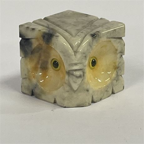Carved Stone Owl Paperweight