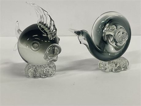 Collectible Designer Glass Murano? Snail & Blow Fish