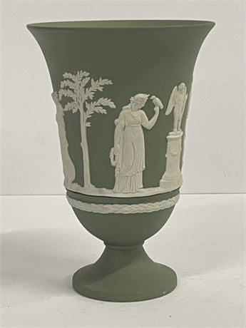 Vintage Wedgwood Jasper Sage Green Vase - 8"