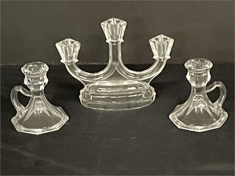 Collectible Glass Candle Holder Trio