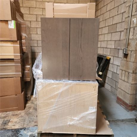 Pallet of Dark Brown Double Door Upper Cabinets -