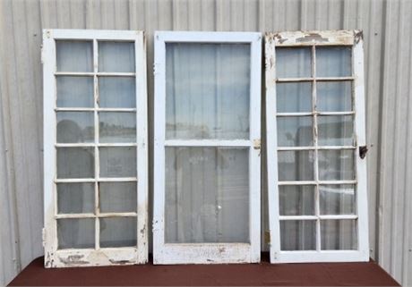 Antique 12 & 2 Pane Window Trio from House Built in 1916 - 20x48