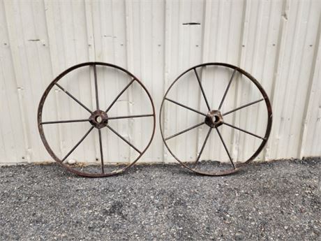 2-Antique Implement/Cart Wheels...25"dia