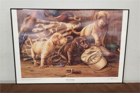 Joseph Thornburgh Signed & Numbered Bird Dog Pup Trio Print...18x12