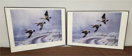 Mark Perry Signed & Numbered Canadian Geese Print Pair...17x12