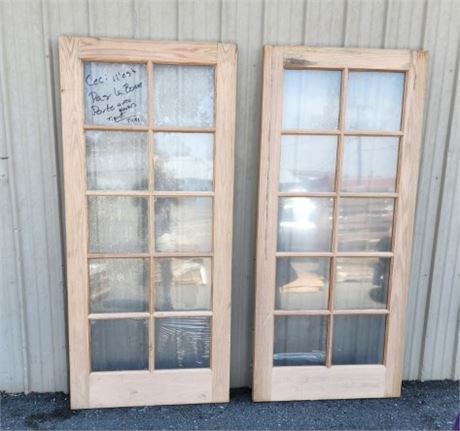 10 Pane Solid Wood Frame French French Door Pair...36x80