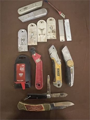 Assorted Utility Knives/Blades/Folding Knife Pair