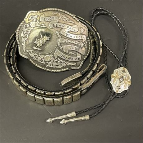 Women's Western Style Belt & MT. Silversmiths Bolo & Buckle